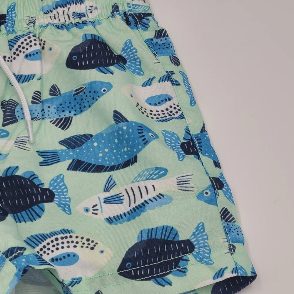 Janie and Jack baby boy fish print swim trunks size 3-6 months